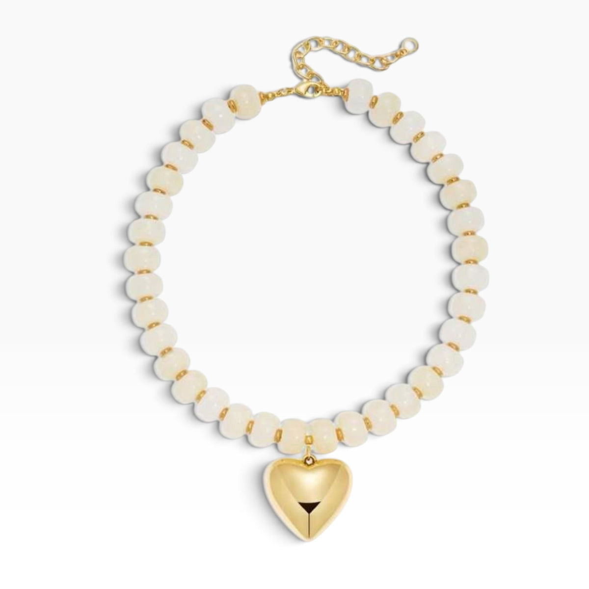 White Heart Beaded Necklace
